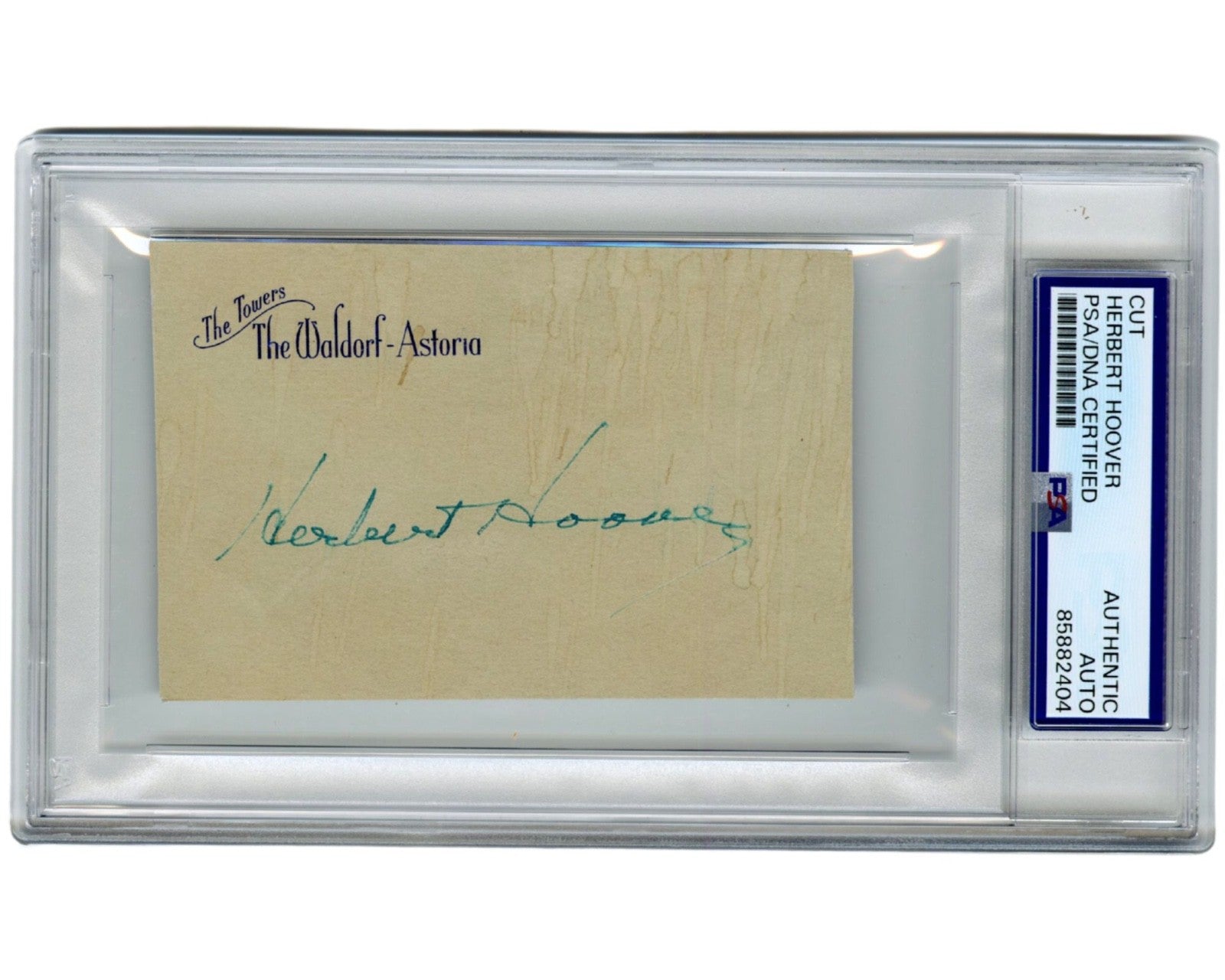 President Herbert Hoover Signed "Waldorf Astoria Towers" Cut Autograph PSA