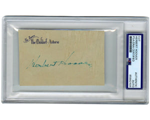 President Herbert Hoover Signed "Waldorf Astoria Towers" Cut Autograph PSA