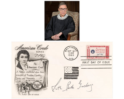 Supreme Court Justice Ruth Bader Ginsburg Signed First Day Cover JSA - Gorgeous!
