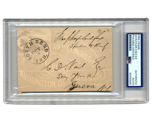 Vice President Schuyler Colfax Signed Free Frank, Grant's VP, Gorgeous Cover PSA