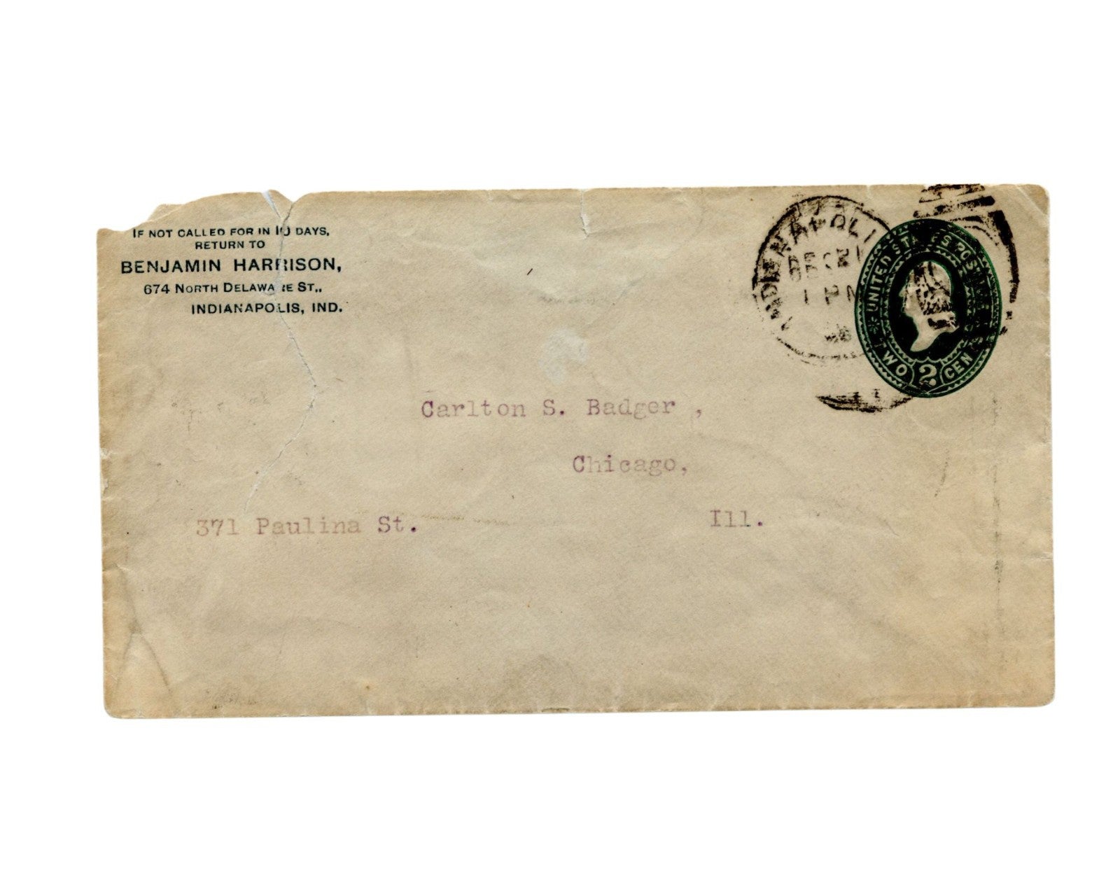 Fantastic Benjamin Harrison Signed Letter as President - Elect PSA Bold Auto!