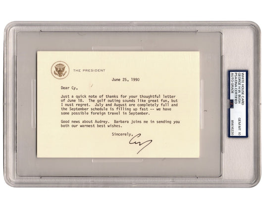 President George H. W. Bush Signed "The President" W.H. Card PSA Gem Mint 10