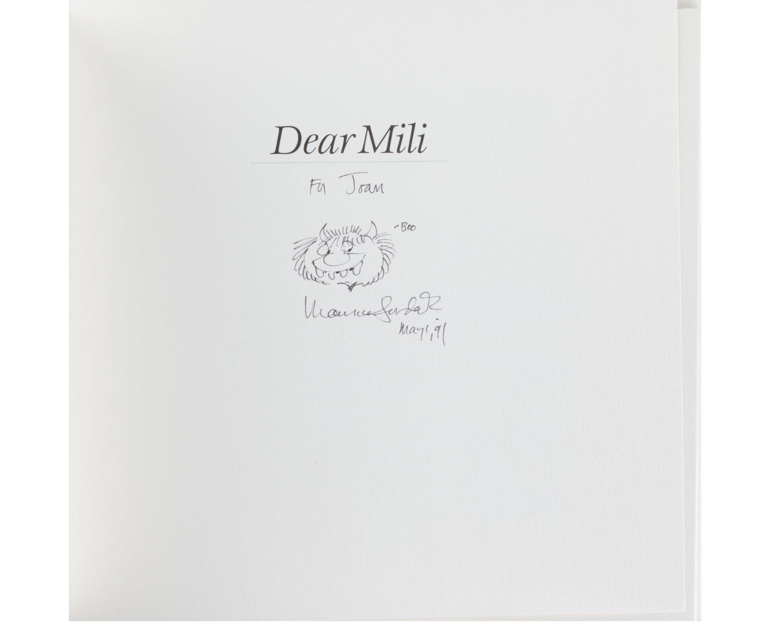 Maurice Sendak "Dear Mili" Signed Book w/ "Carol" Sketch PSA Auto - Unique!