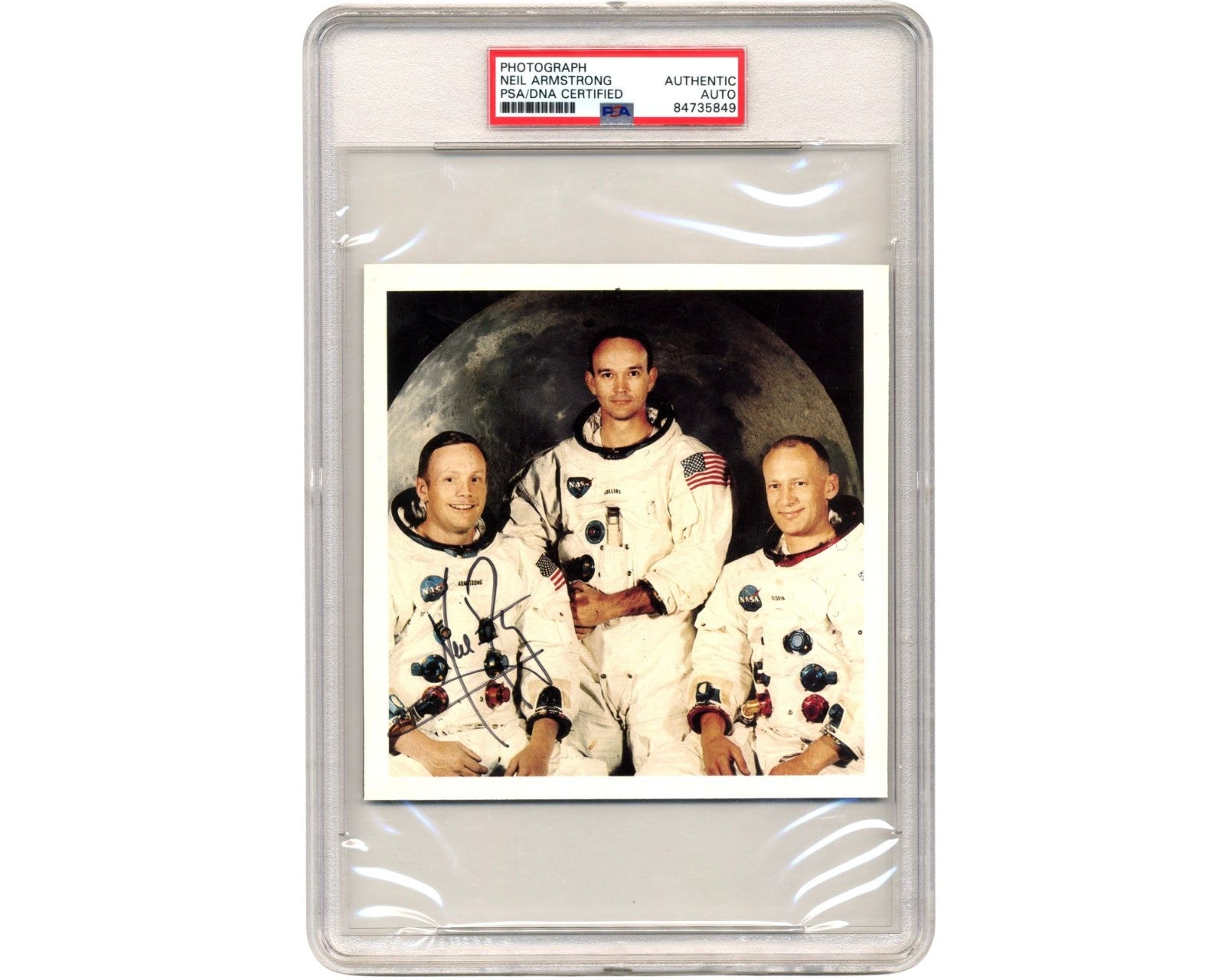 Unique Neil Armstrong Apollo 11 Signed Crew Photo PSA/DNA Bold Auto