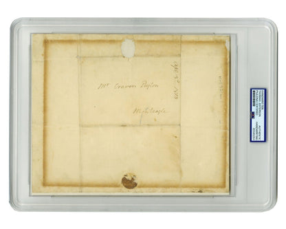 Thomas Jefferson Authentic Signed 3.25x4.65 Free Frank Auto NM 7 PSA/DNA Slabbed