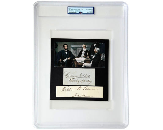 Lincoln Cabinet William Seward & Gideon Welles Signed Display PSA Auto - Unique!