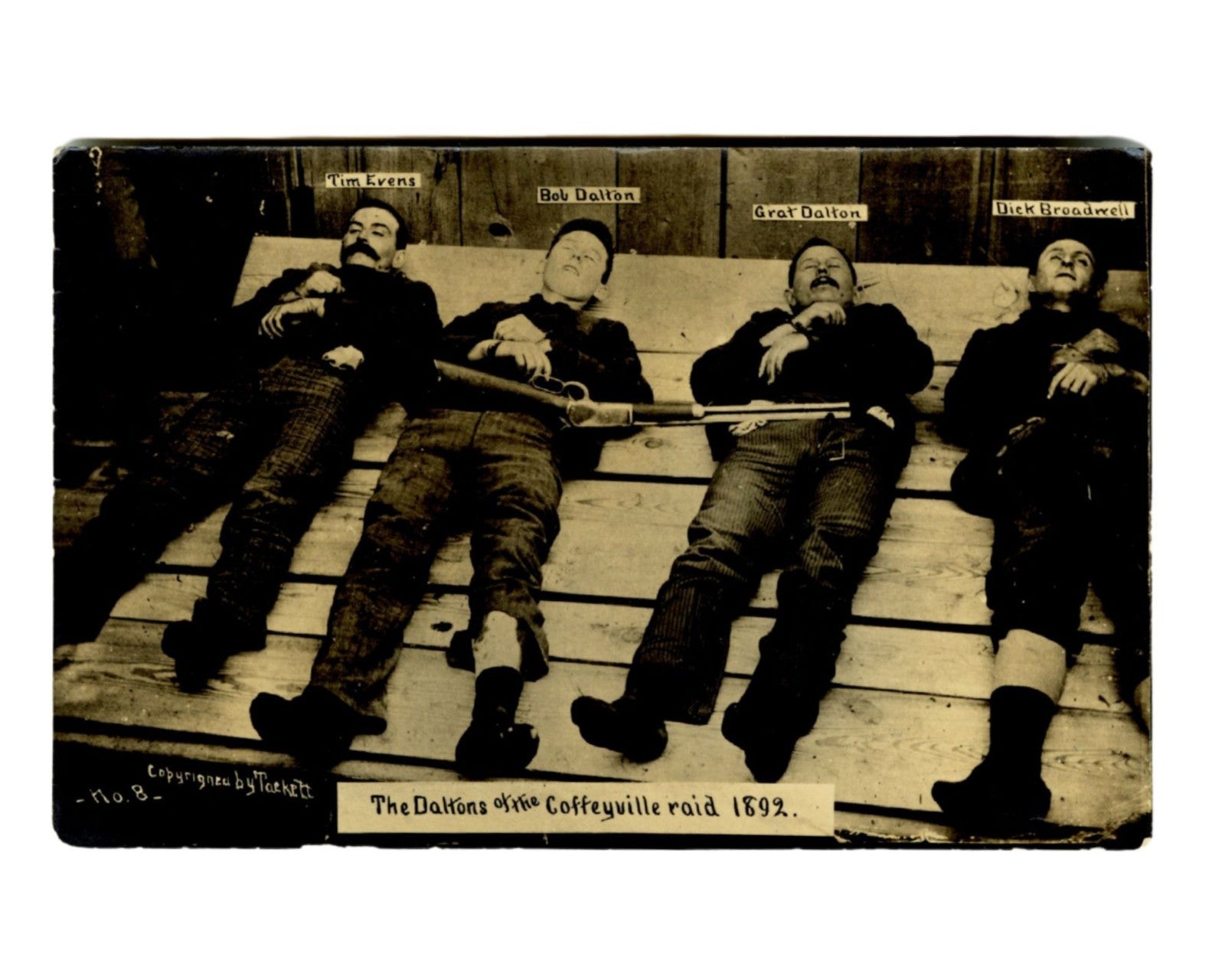 Antique RPPC Real Photo Postcard of Dalton Gang after Coffeyville Raid