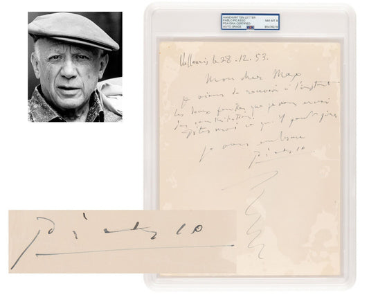 Rare Pablo Picasso Signed Handwritten Letter to his Financial Advisor PSA Auto