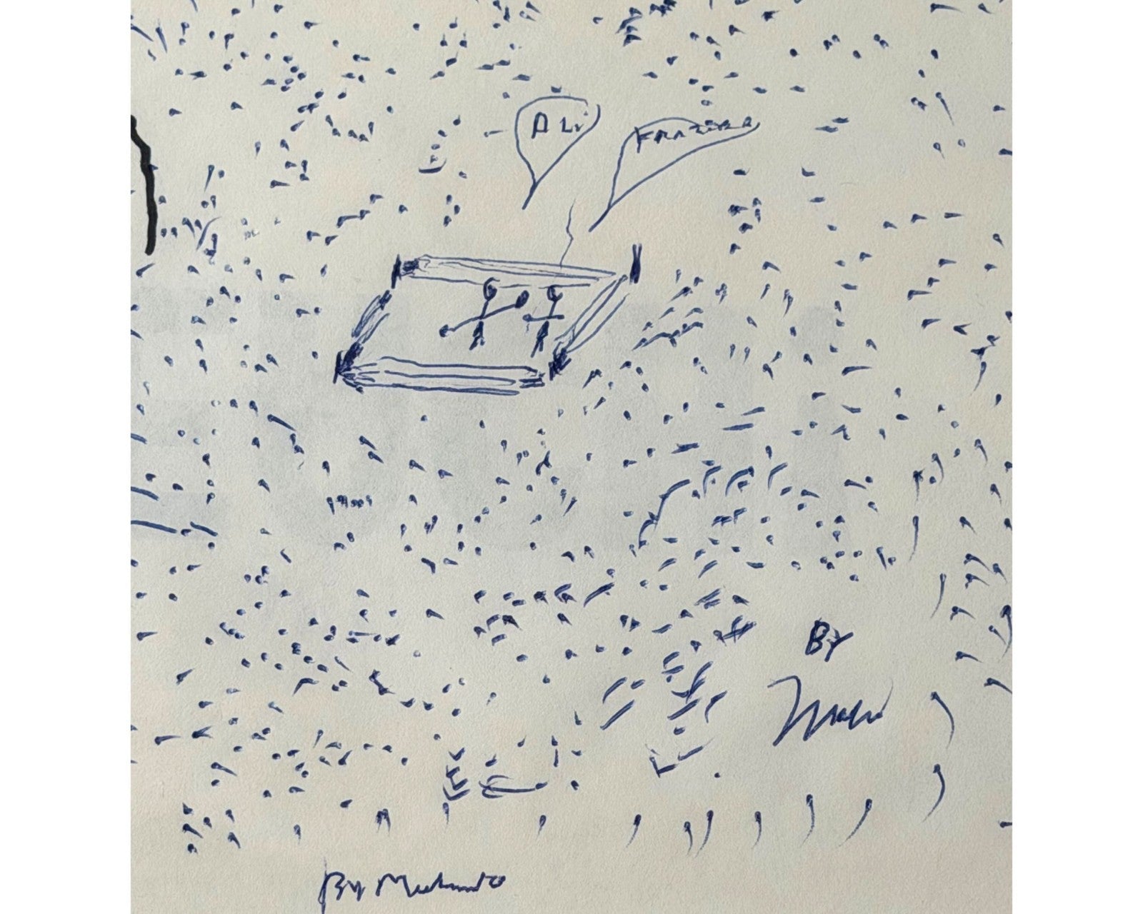 Muhammad Ali Triple Signed Sketch of Ali vs. Frazier Fight PSA Gem Mint 10