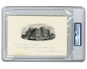 Jacqueline “Jackie” Kennedy Signed Engraving to Warren Comm. Members Wife! PSA