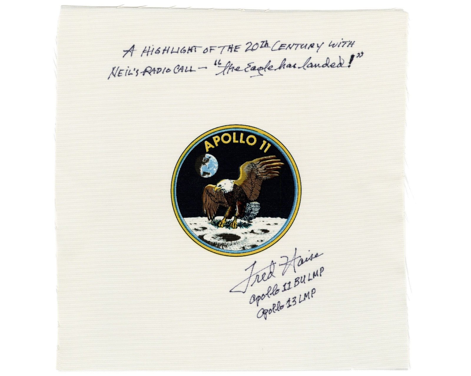 Fred Haise Signed Apollo 11 Beta Patch - Back up Lunar Pilot on Mission!