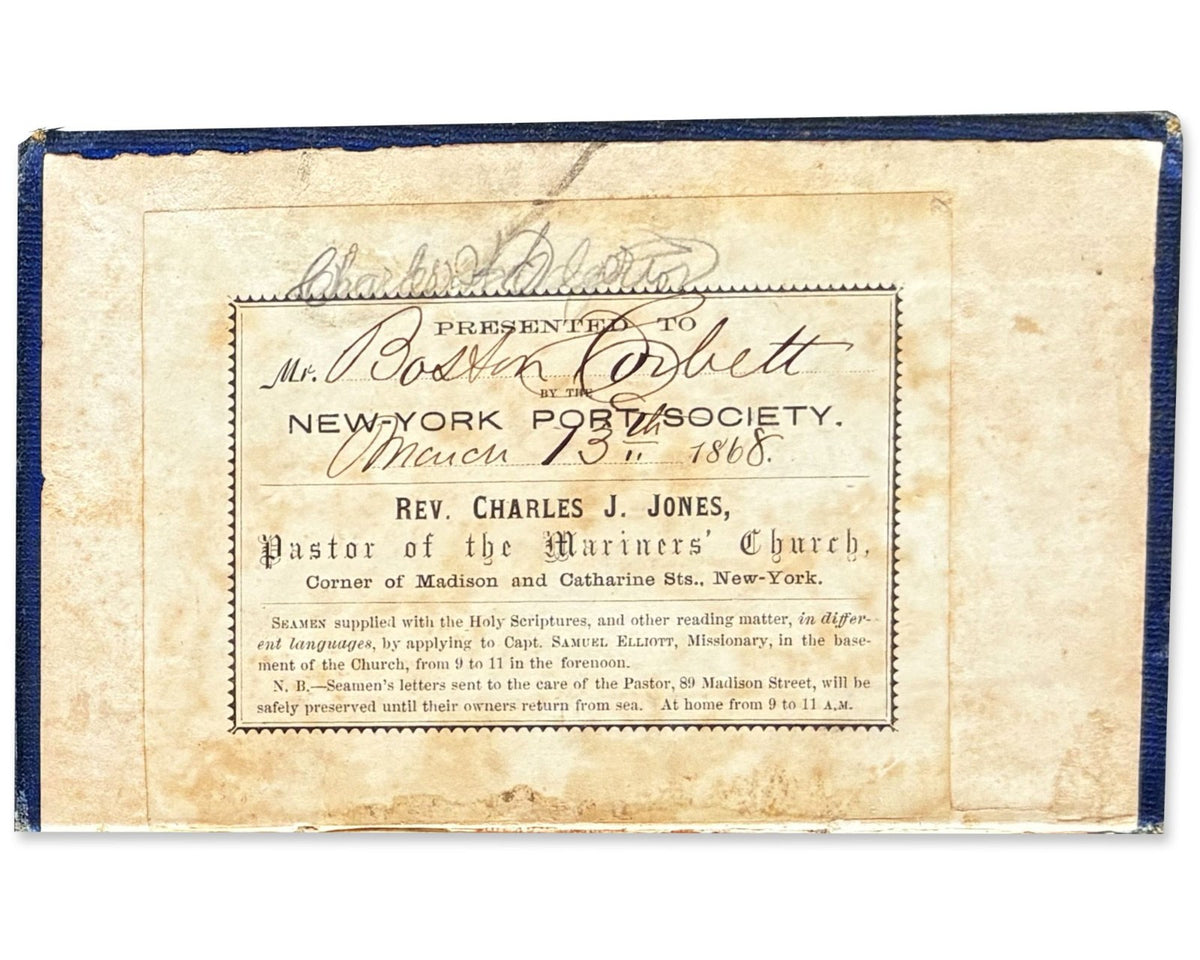 Boston Corbett's "Sailors Companion" Prayer Book, Presented in 1868! Fantastic!