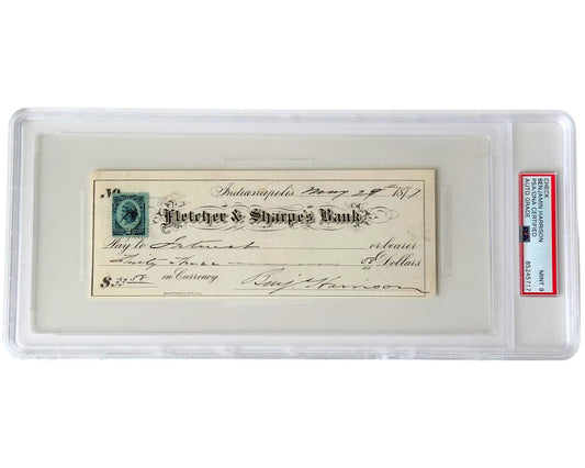 President Benjamin Harrison Signed Check PSA Mint 9 Auto