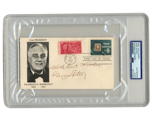 Actor Gene Autry "The Singing Cowboy" Signed Franklin Roosevelt Cover PSA Auto