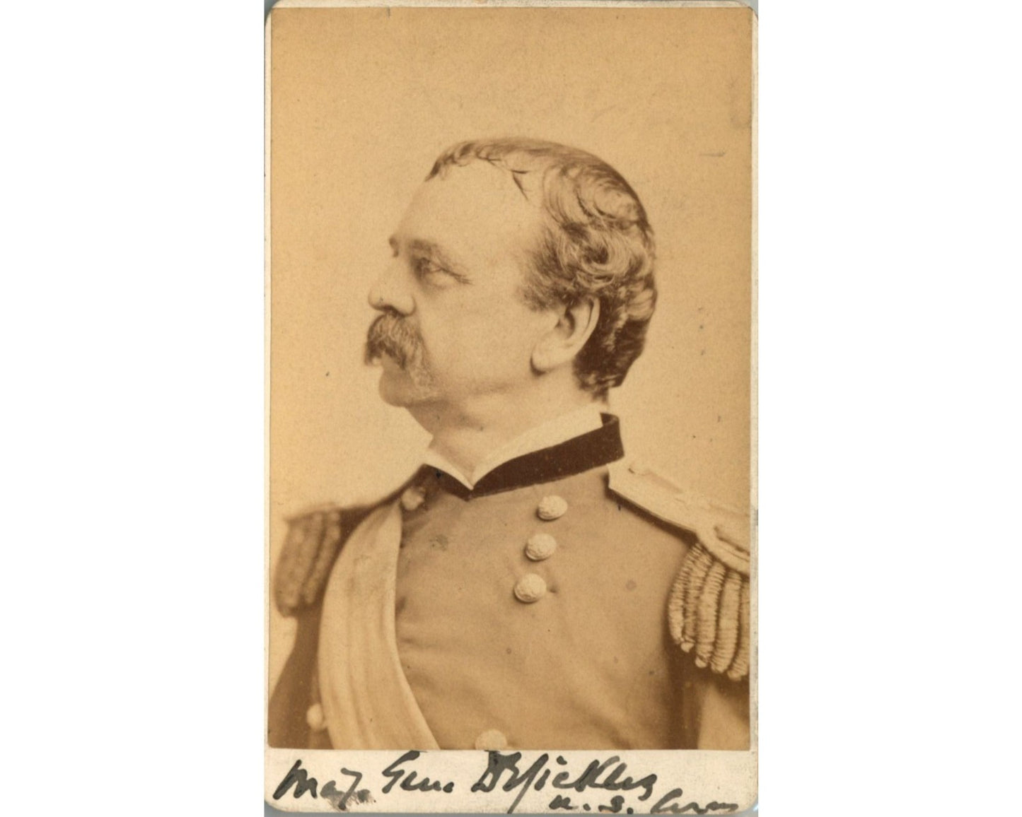 Civil War General Daniel Sickles Signed Carte De Visite (CDV) - FANTASTIC! PSA