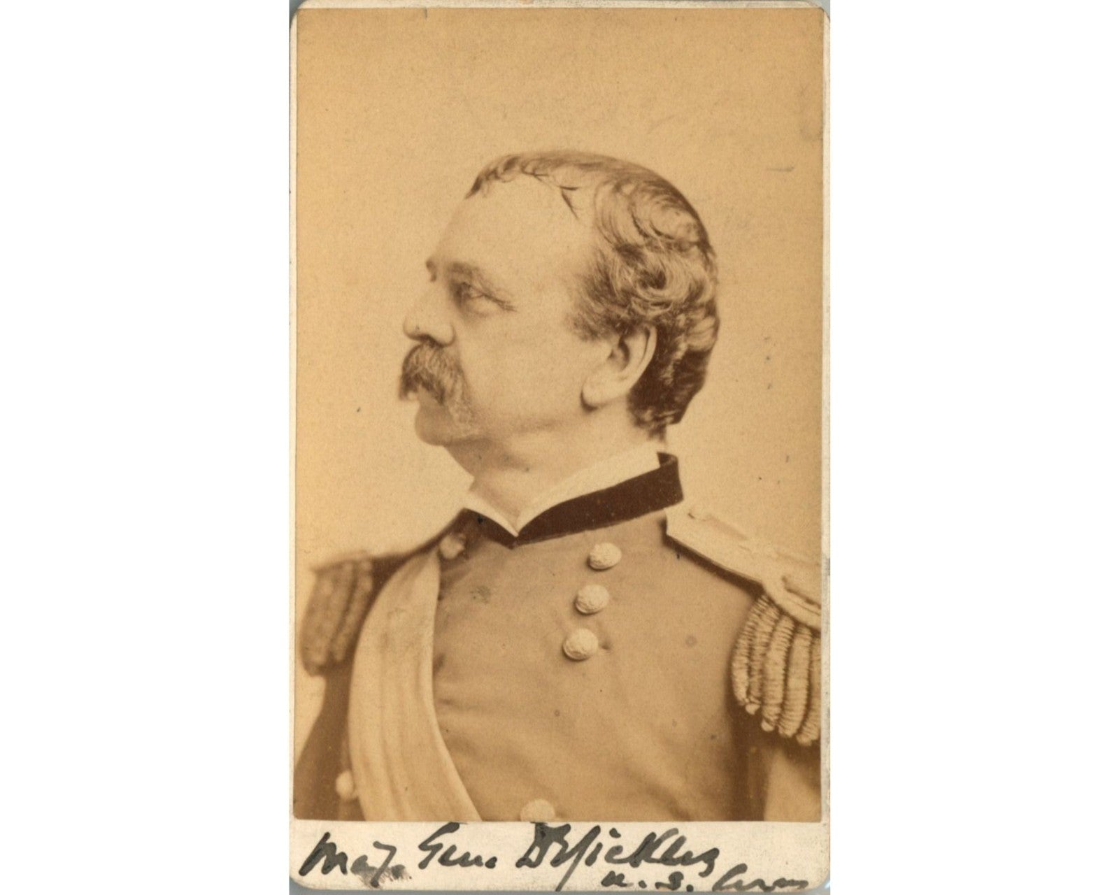 Civil War General Daniel Sickles Signed Carte De Visite (CDV) - FANTASTIC! PSA