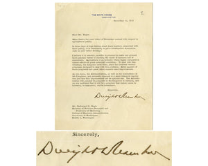 Dwight Eisenhower Signed Letter Pledging to Help Farmers w/ US Policy PSA