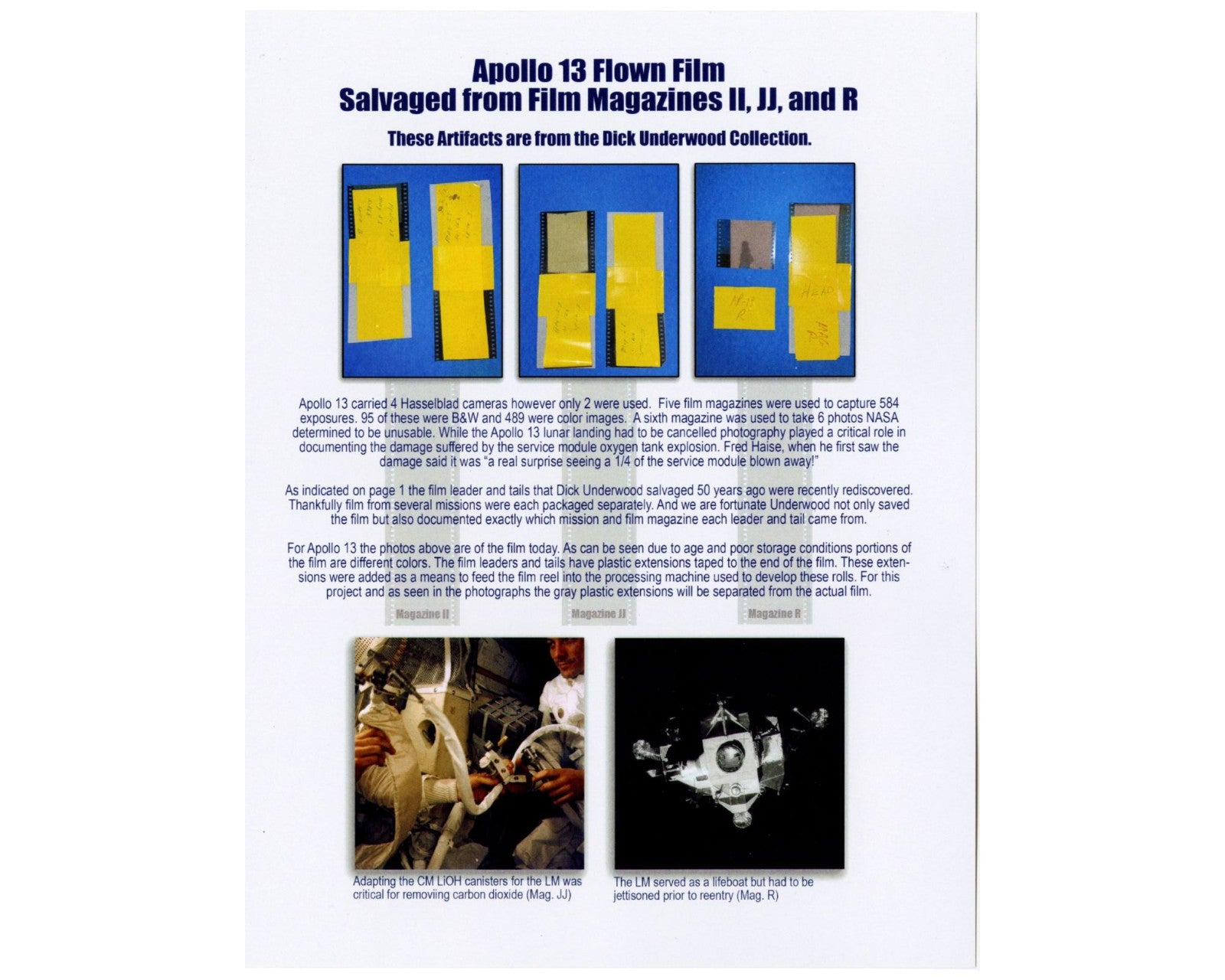 Original Pieces of Apollo 13 Flown Film, 3 Incredible Pieces!