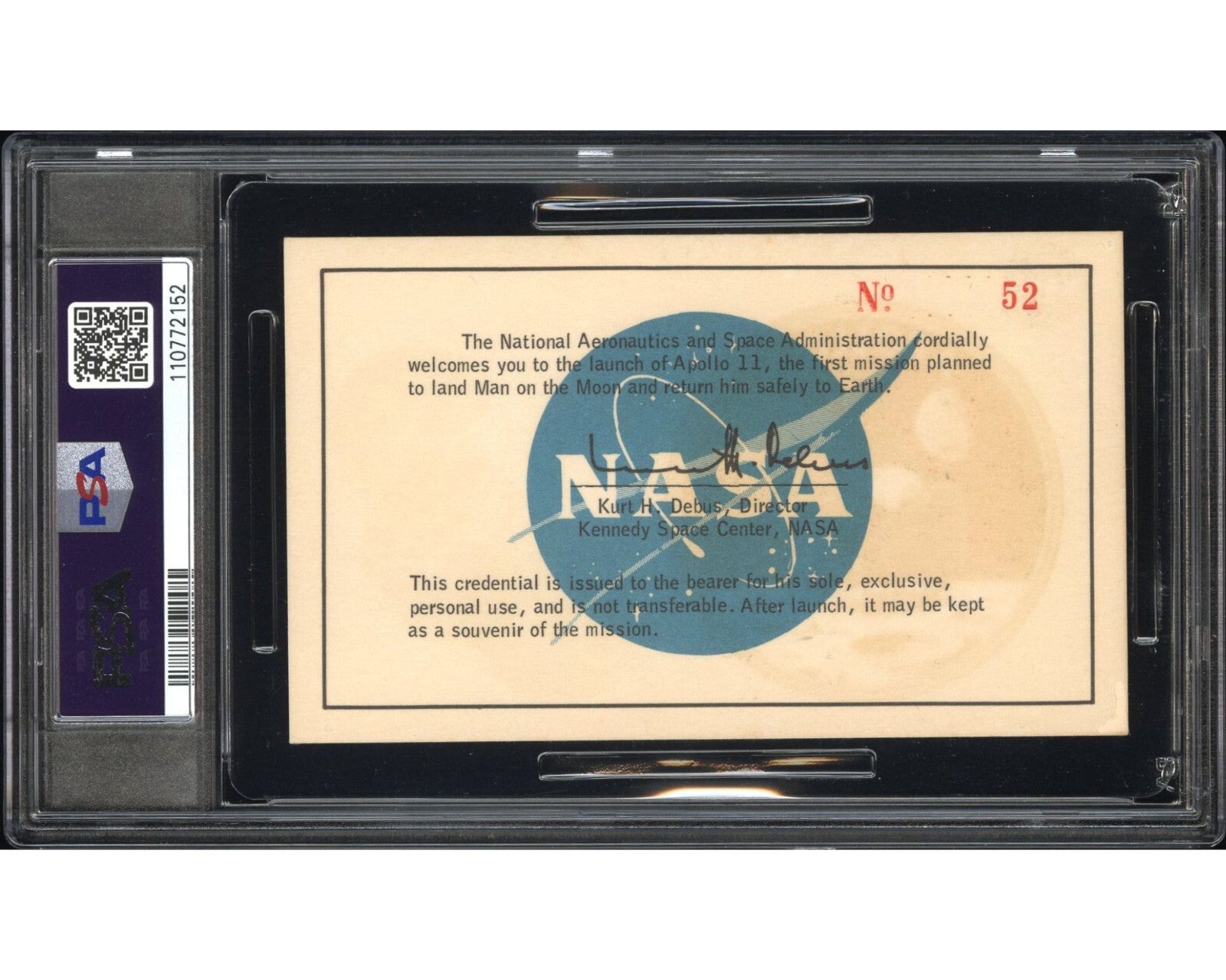 1969 APOLLO 11 Launch Pass / Ticket For NASA Mission to the Moon PSA 6