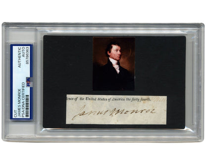 President James Monroe Signed Cut Display PSA Auto - Gorgeous, Bold Example!