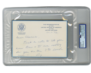 President George H.W. Bush Handwritten & Signed Letter as UN Ambassador PSA