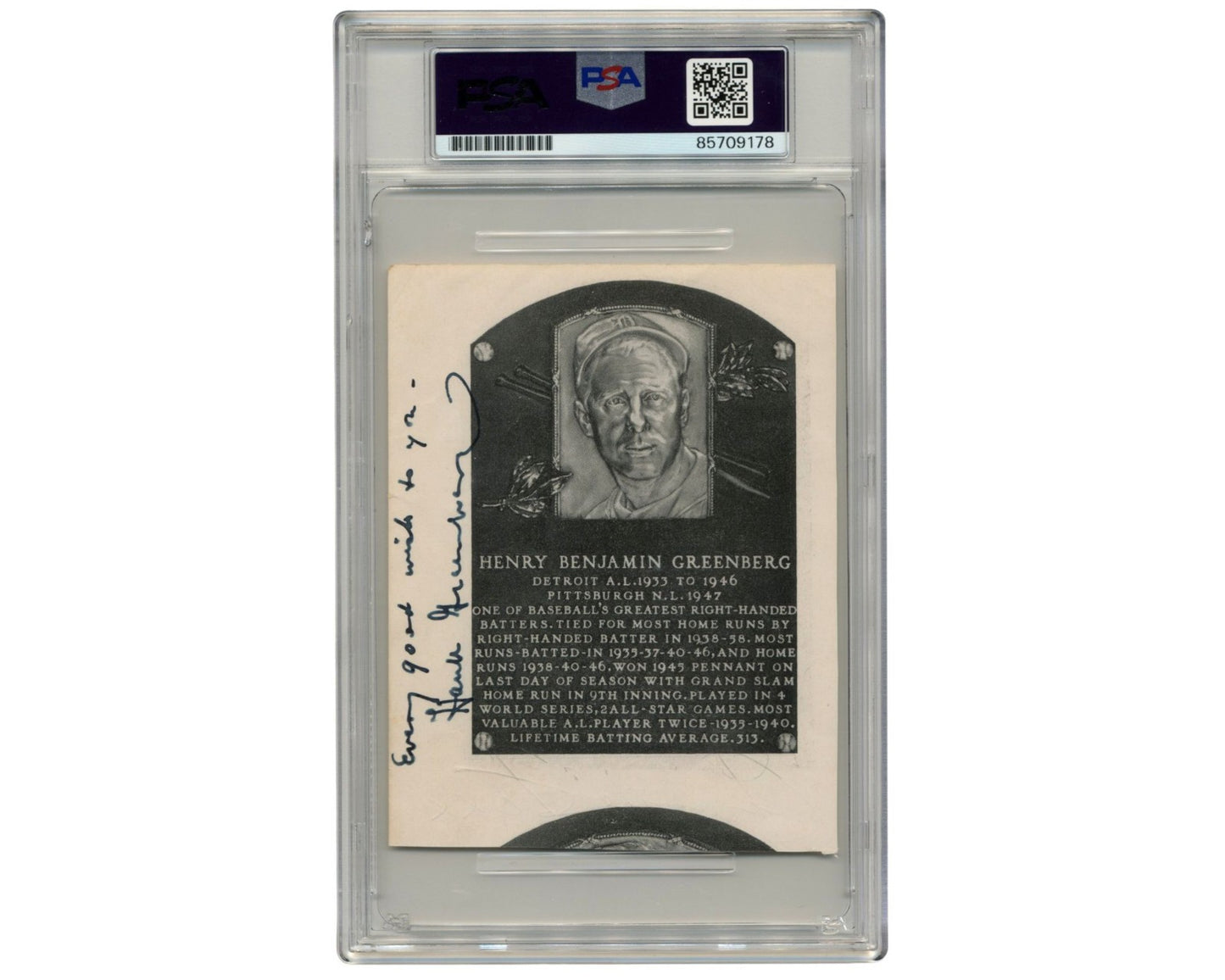 Jimmie Foxx & Hank Greenberg Signed Cut "HOF Plaque" PSA Gem Mint 10