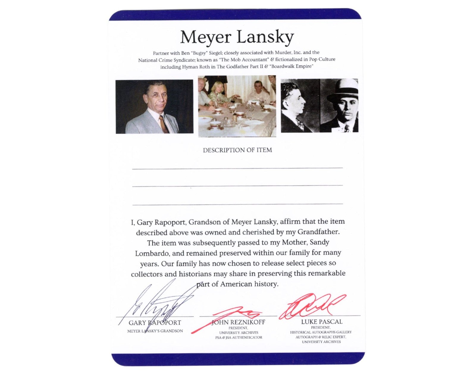 Meyer Lansky's "L" Monogrammed Ice Cream Spork. Ex. Lansky Grandson