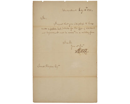 Washington's Gen. HENRY KNOX Signed Letter Orders Military Hat for Artillerists!