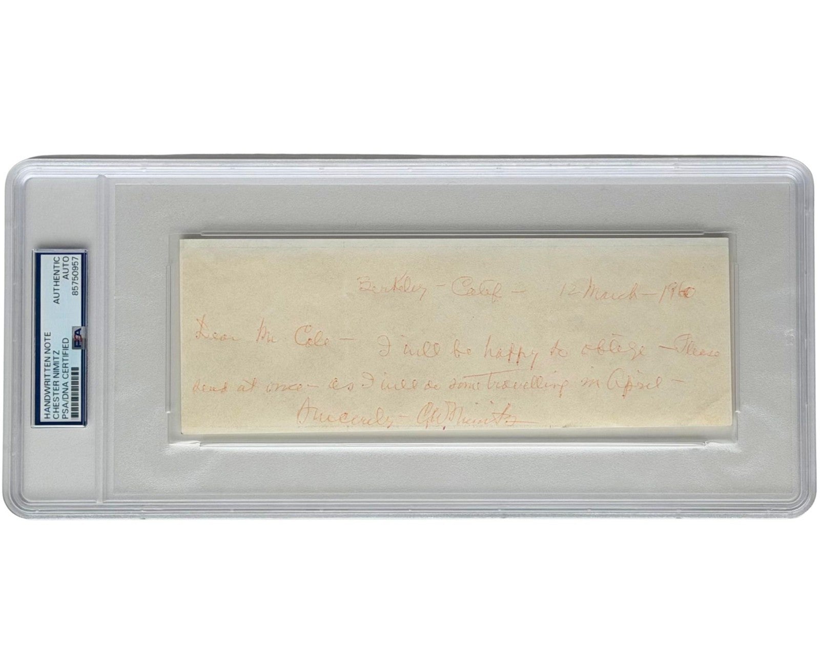 Admiral Chester Nimitz Signed & Handwritten Letter PSA Auto