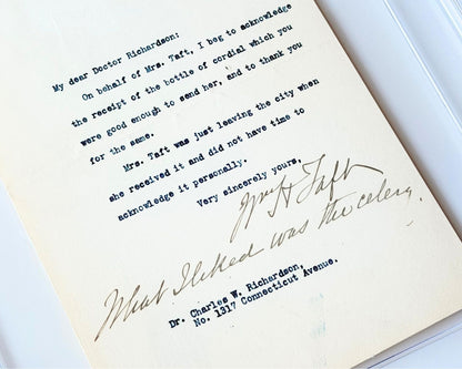 President William Taft "What I liked was the celery" Signed Letter PSA Auto
