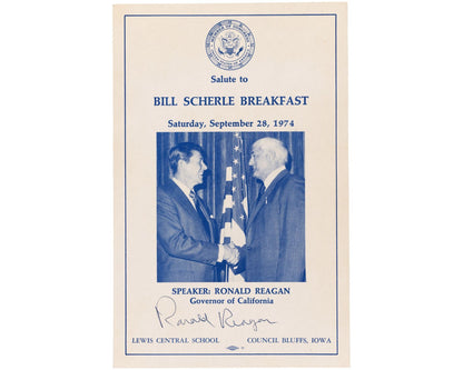 President Ronald Reagan Signed Program JSA Auto - Bold Example!