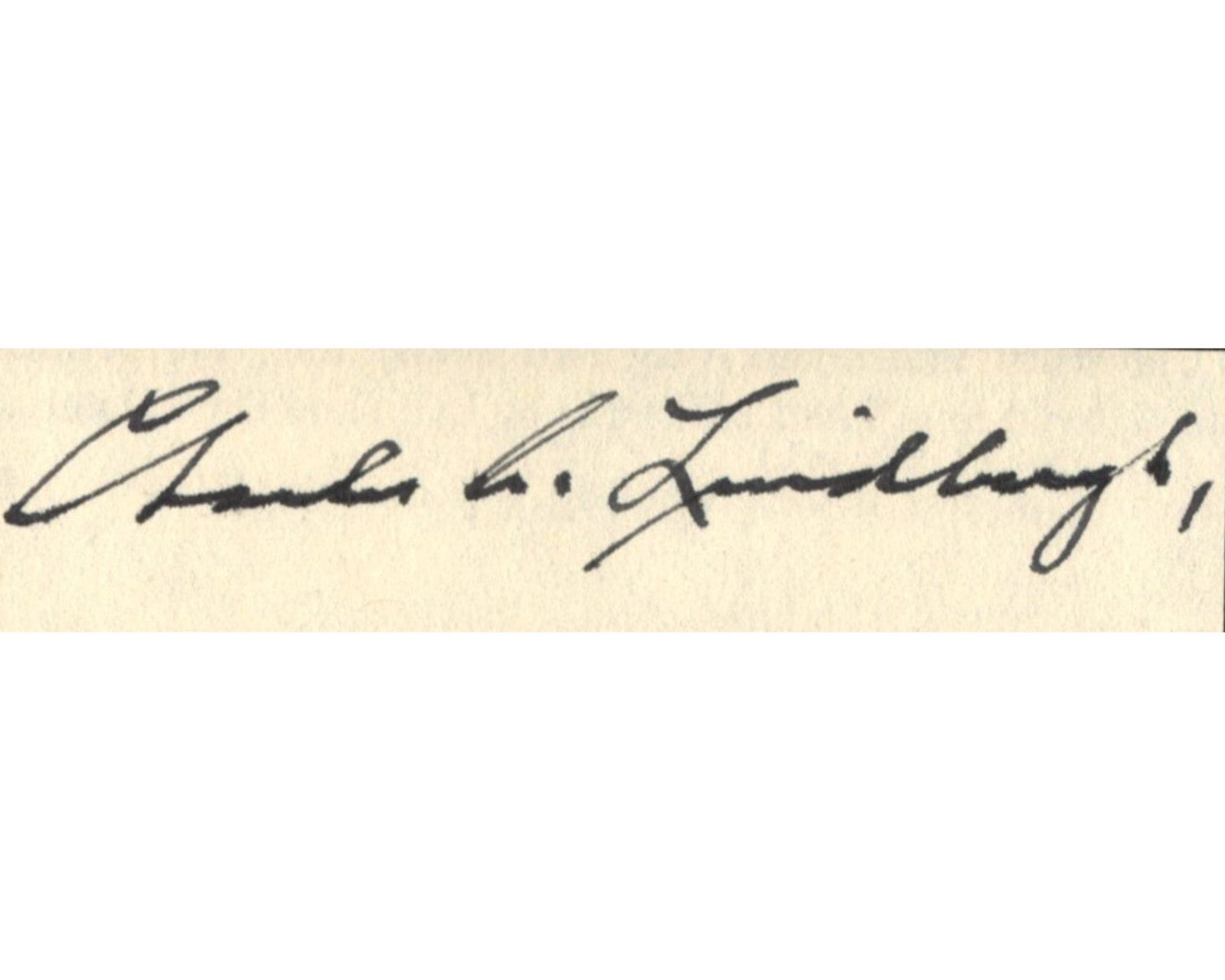 Aviator Charles Lindbergh Signed Cut Display in front Spirit of St. Louis! PSA