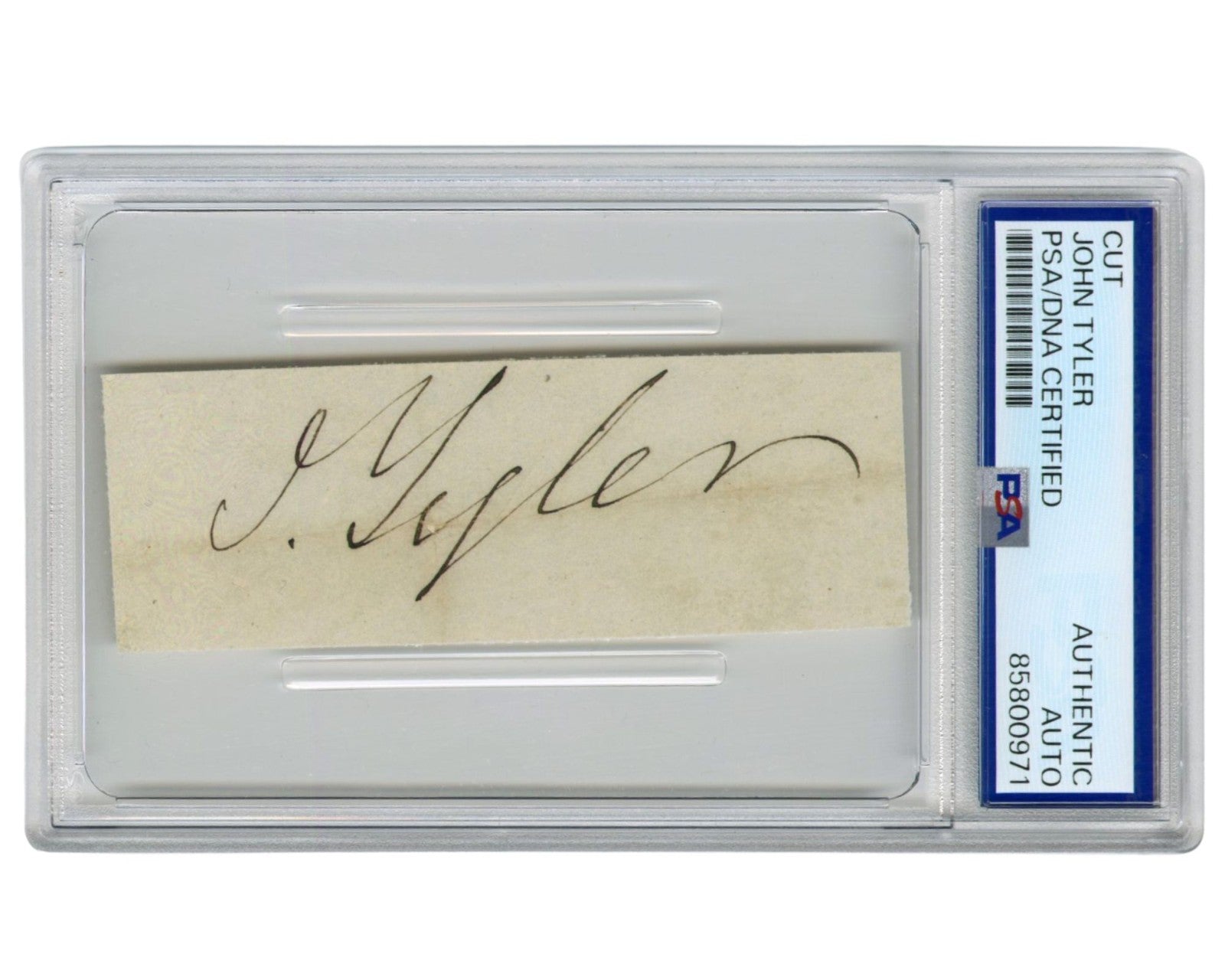 President John Tyler Signed Cut Signature, A Large & Bold PSA Auto!