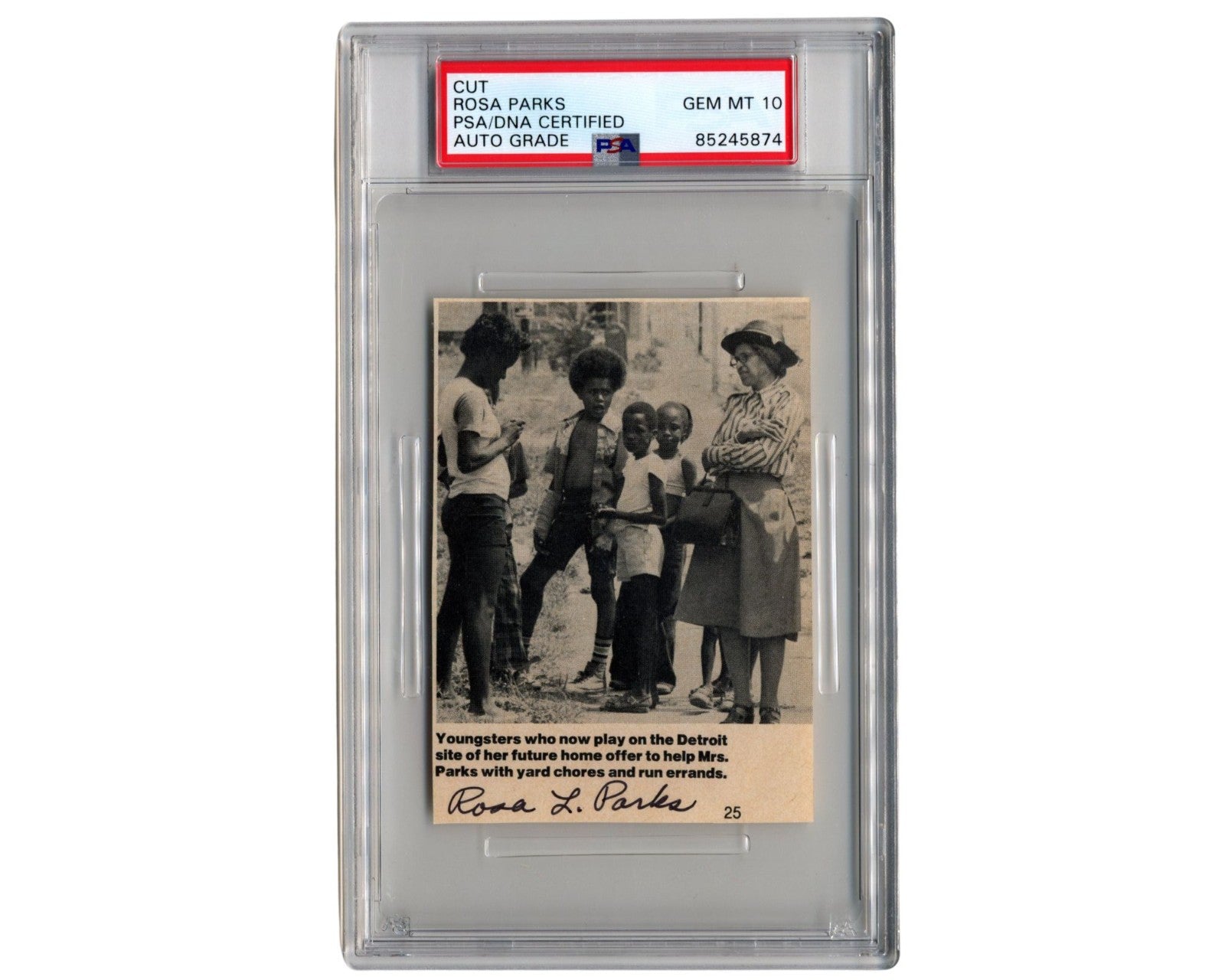 Civil Rights Icon Rosa Parks Signed Newspaper Cut PSA Gem Mint 10 Auto