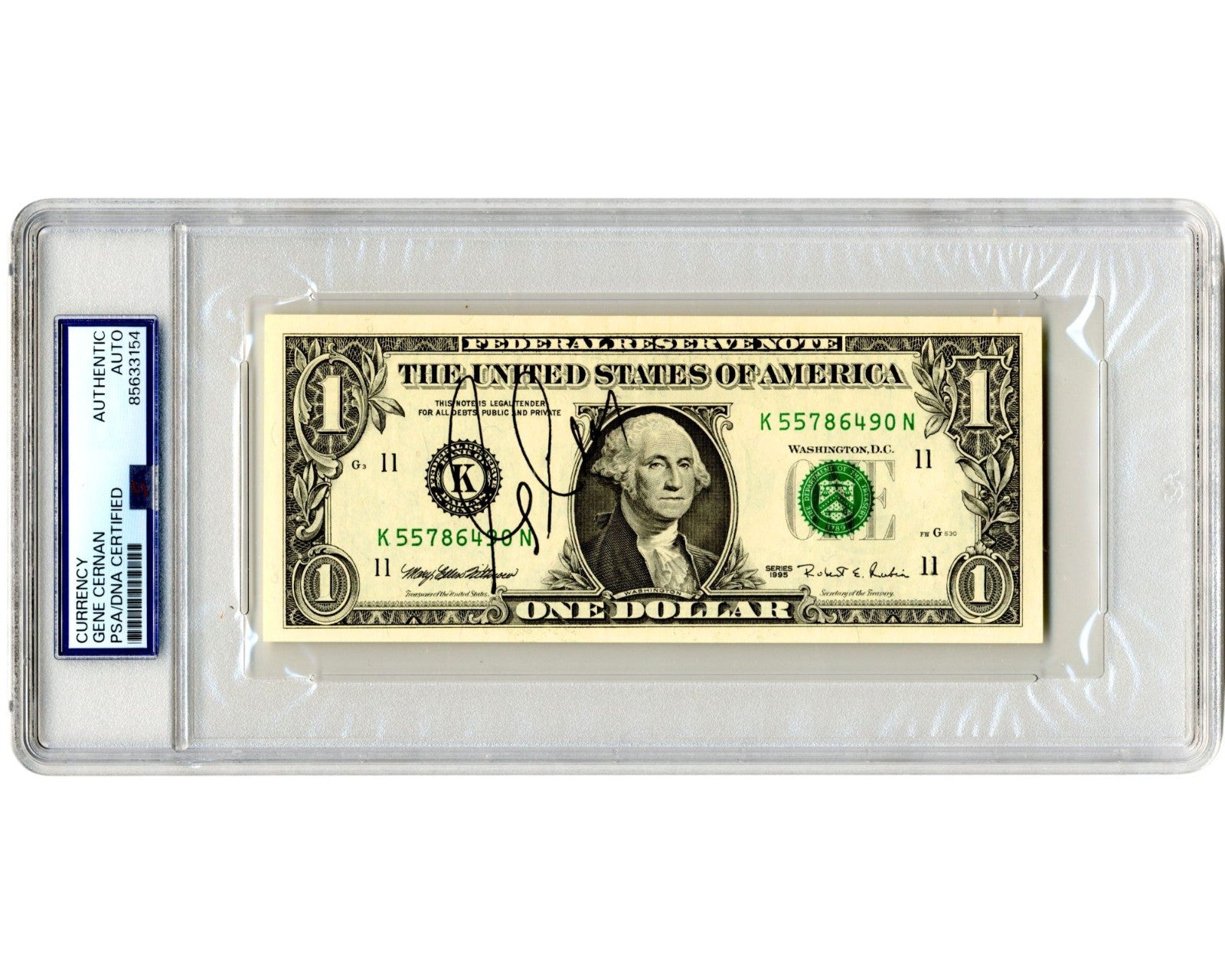Apollo's Last Moonwalker Gene Cernan Signed Currency $1 Dollar Bill PSA Auto