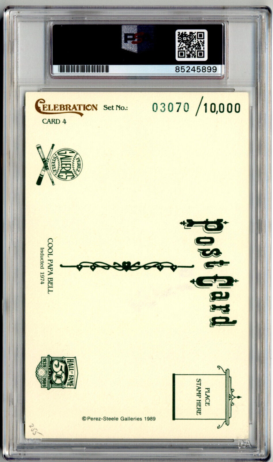 Cool Papa Bell Signed Perez Steele Card PSA/DNA Authentic Auto