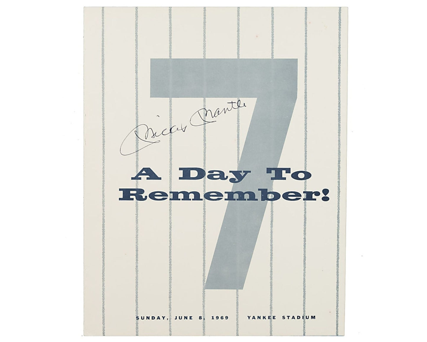 1969 Mickey Mantle Day Signed Program "A Day to Remember" – JSA LOA