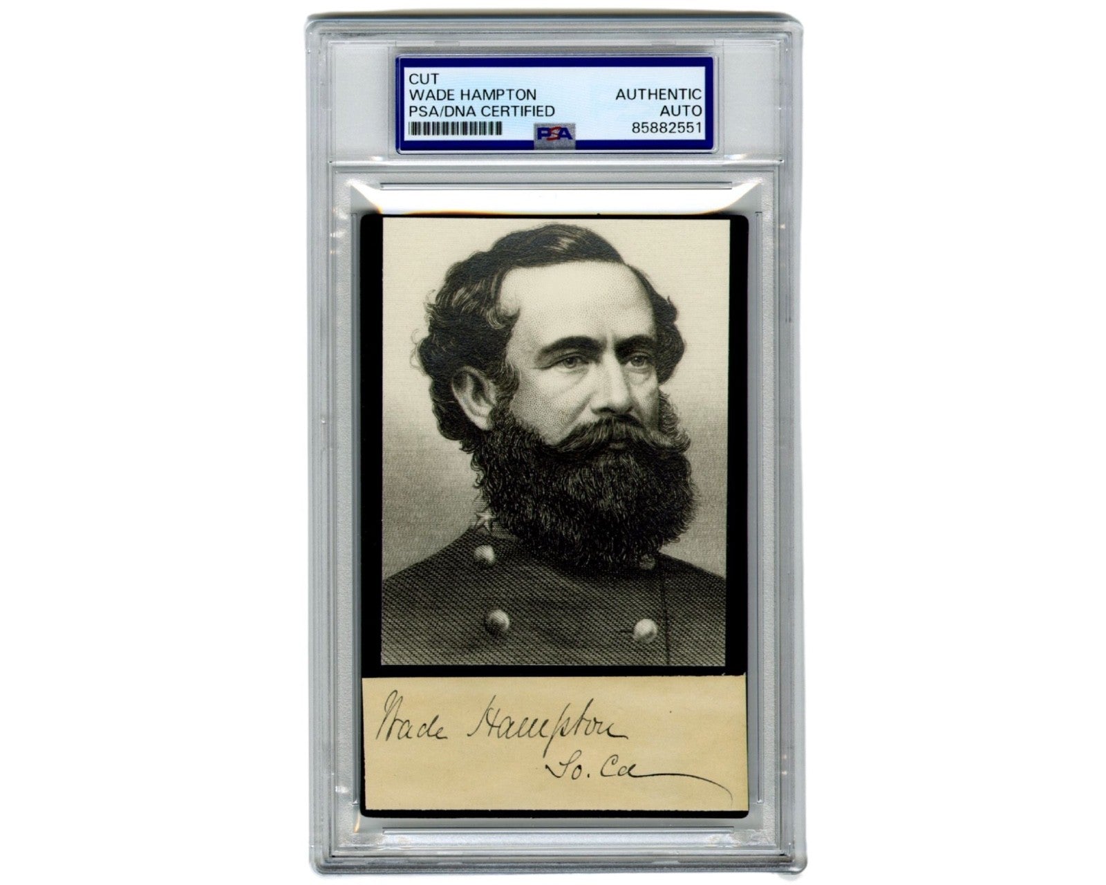 Civil War Confederate General Wade Hampton Bold Signed Cut Display PSA Auto