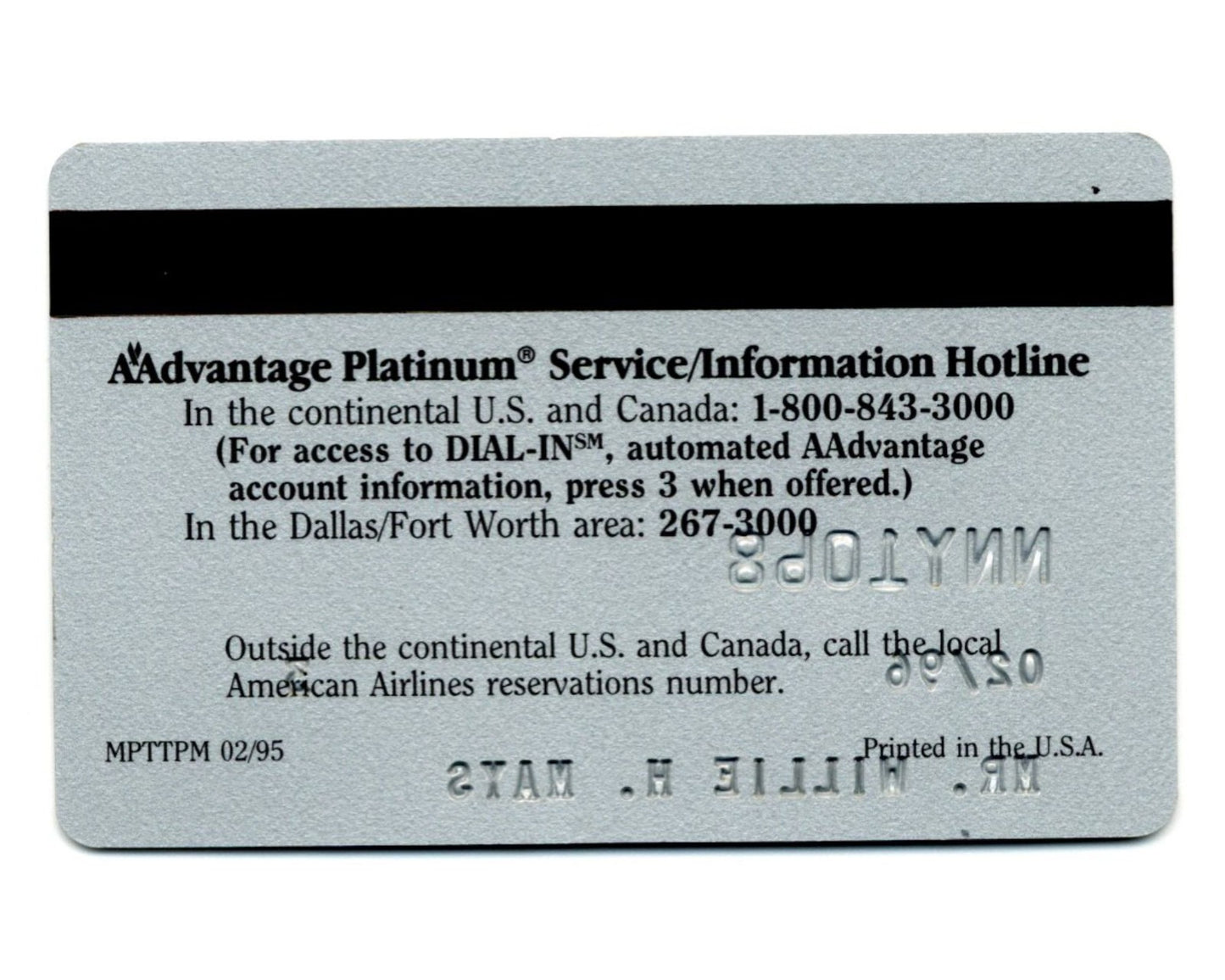 Willie Mays Personally Owned AA Credit Card Ex. Mays Estate / Hunt Auctions