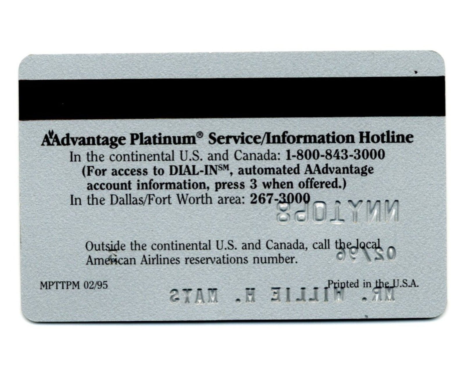 Willie Mays Personally Owned AA Credit Card Ex. Mays Estate / Hunt Auctions