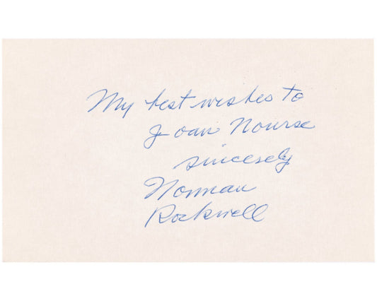 Legendary Artist Norman Rockwell Signed Index Card! JSA