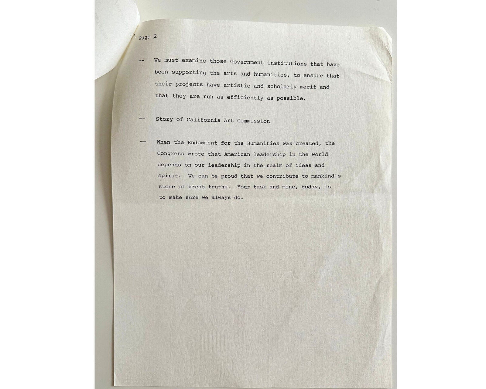 President Ronald Reagan Hand Edited Talking Points at W.H. Task Force Meeting