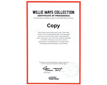 Willie Mays Personally Owned Golf Club! Ex. Mays Estate / Hunt Auctions