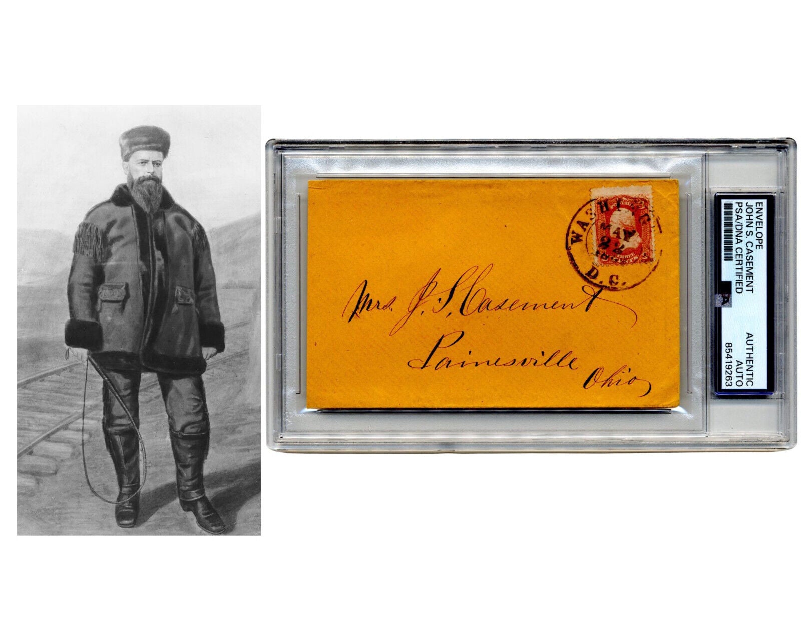 Civil War General John S. Casement Signed Cover He Built Union Railroad! PSA