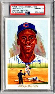 ERNIE BANKS SIGNED PEREZ-STEELE POSTCARD PSA GEM MINT 10 AUTO - MR. CUB!