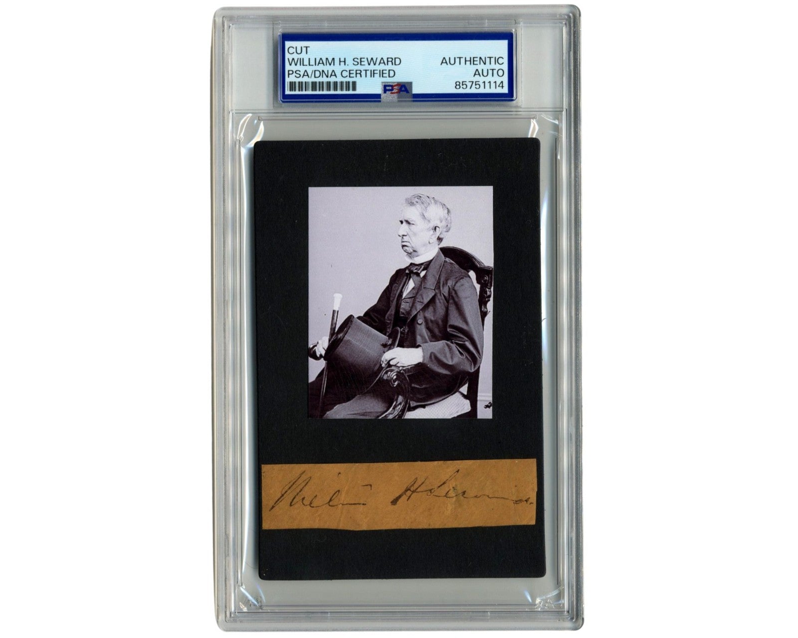 Lincoln's Secretary of State WILLIAM H. SEWARD Signed Cut Display PSA Auto