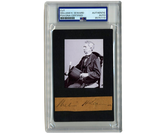 Lincoln's Secretary of State WILLIAM H. SEWARD Signed Cut Display PSA Auto