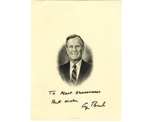 President George H.W. Bush Signed 9 x 12 Presidential Engraving PSA