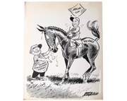 Disney Artist Jerry Costello "Eisenhower & Truman '52 Race" Original Drawing