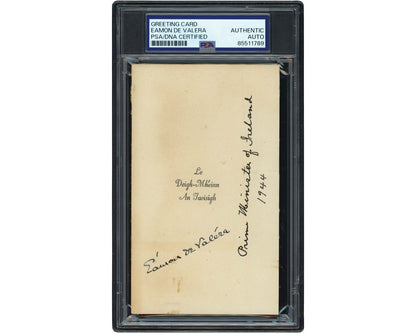 President of Ireland & Prime Minister  Eamon De Valera Signed Greeting Card PSA
